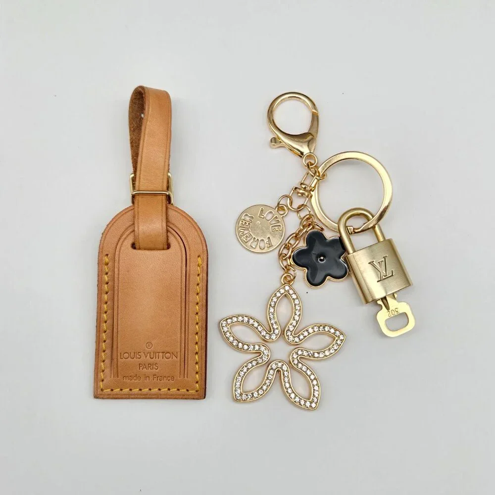 Authentic Louis Vuitton Luggage Nametag and Gold Padlock with Unbranded Keycharm - Picture 7 of 12